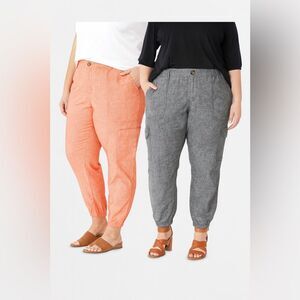 Sonoma Utility Jogger Pants Women Sz 22W Linen Blend Mid Rise Pockets Comfort